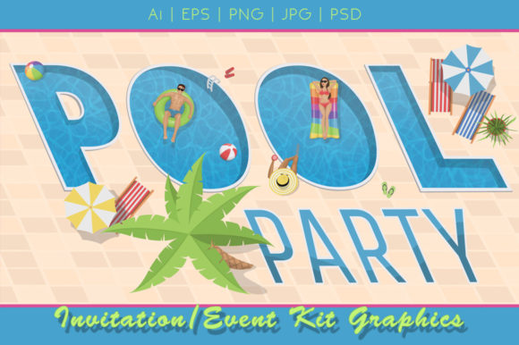 Download Pool Party Invitation Graphics Kit - Graphics kit Collection