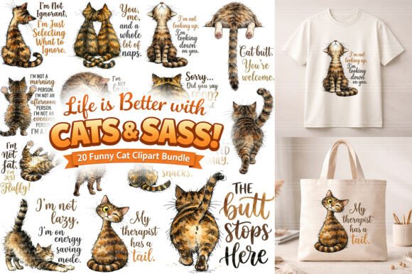 Download Funny Sassy Cat Quotes PNG Bundle Pack - Bundle pack Collection